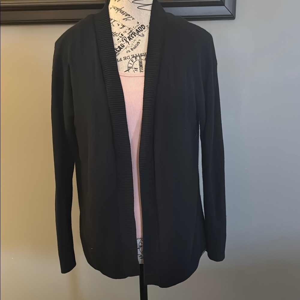 Black Open Front Cardigan